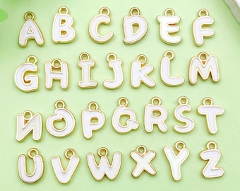 20/26pcs Letter Charms Alphabet Charm Alloy Enamel English Initial Charms for Jewelry Making Supplies DIY Craft Necklace Bracelet Earring