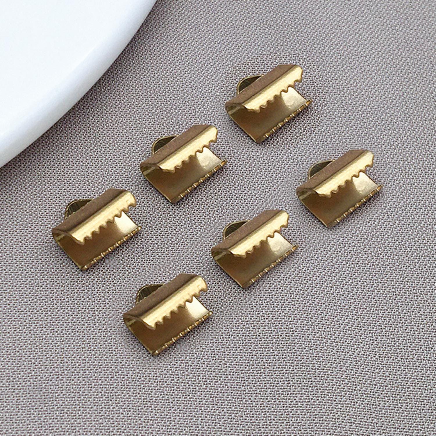 10/30pcs Rectangle Ribbon Ends With Clamps Stainless Steel Ribbon Crimp ...