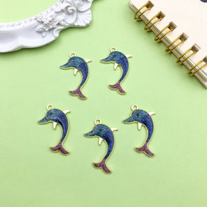 10pcs Fashion Enamel Alloy Dolphin Whale Charm DIY Cute Animal Pendant for Bracelet Necklace Jewelry Making Accessories Craft Supplies