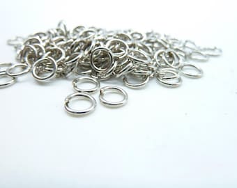 About 380pcs 6mm White K (Rhodium Color) Silver Tone Jump Ring ---30g