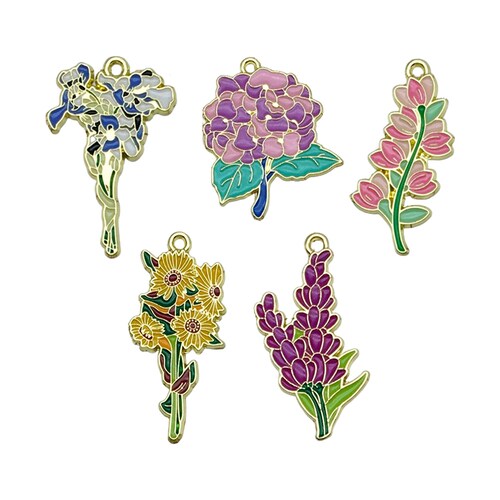 8/10Pcs Flower Charms Gold Plated Enamel Sunflower Pendants for DIY Necklace Bracelet Earrings Making Crafts Supplies