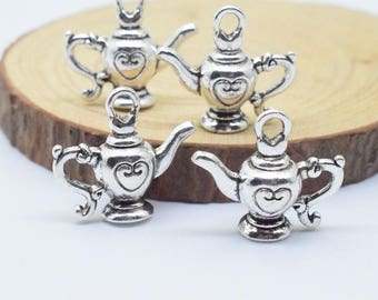 10pcs 19x22mm Antique Silver Thick And Heavy Heart Tea Pot Charms Pendant c8517