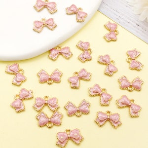 10/20/30pcs Enamel bow tie Charms bow Gold Plated pendant For DIY Necklace bracelet Earring Jewelry Making Craft Accessory 15x10mm