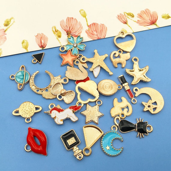 Mixed 10pcs 8 Colors Cute Enamel Charms For Jewelry Making