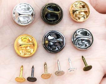 100/200pcs Metal Pin Backs with Pins Clutch Pin Backs for Pins, Lapel Badges Brooches,Secure Replacement Fasteners,Jewelry Making Supplies