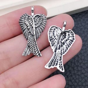 20pcs Antique Silver Feather Wing Charm Tone Vintage Pendant for Jewelry Findings Making Accessory DIY Necklace Bracelet 16x30mm