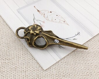 10/20/30個アンティークシルバーバードスカルヘッドペンダント