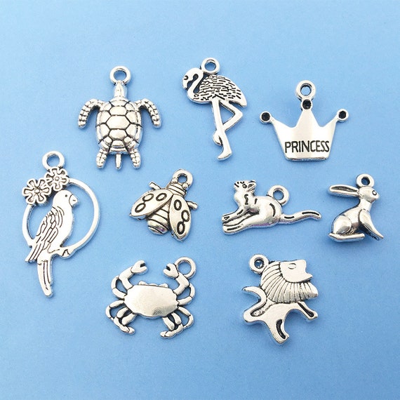 100 Ciondoli Numeri 0-9 Argento - Kit Fai Da Te Per Creazione Gioielli E Scrapbooking