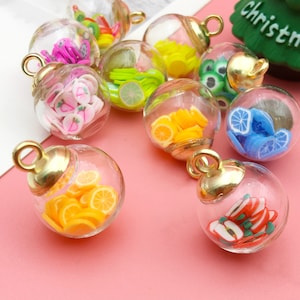5/10/15 Uds. Abalorios de bolas de cristal de frutas de colores mezclados al azar, pulseras de dijes y colgantes, fabricación de collares y pendientes de pulsera
