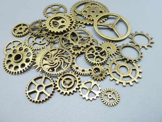 Mix all'ingrosso 30/50g Vintage steampunk Charms Ciondolo ingranaggio Bronzo antico Braccialetti adatti Collana Creazione di gioielli in metallo fai da te - Italia