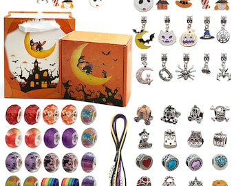 Halloween gift Children's bracelet diy handmade jewelry，DIY Charm exquisite unicorn gift box set bracelet，necklace Jewelry Making Supplies