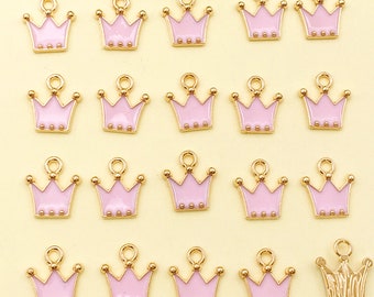 20/30/40pcs Enamel mini crown Charms Gold Plated pendant For DIY Necklace bracelet Earring Jewelry Making Craft Accessory 10x12mm