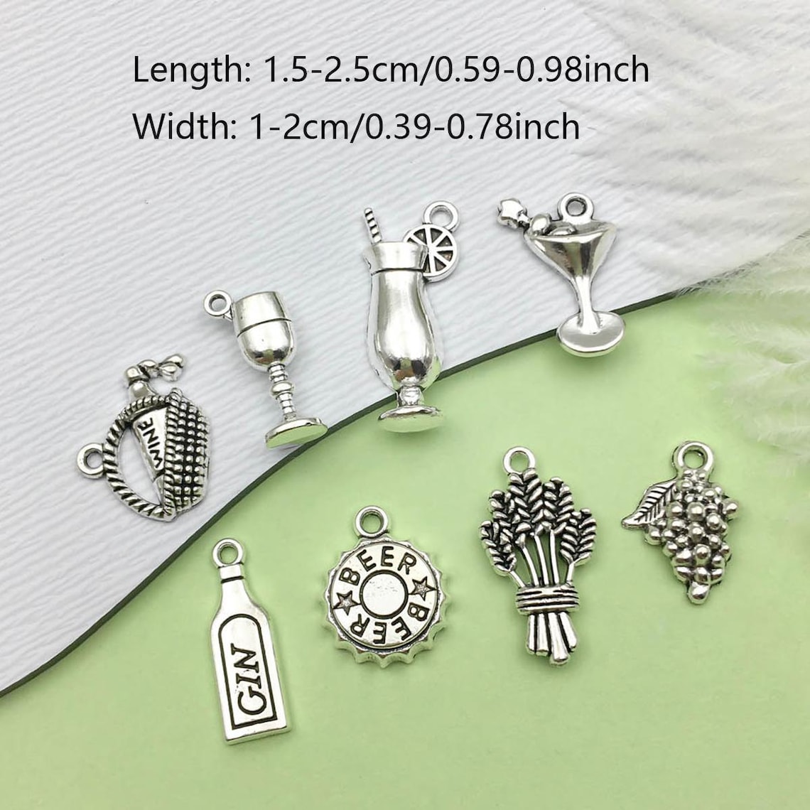 25pcs Mix Antique Silver Wine Charms Tasting Wine Grape Cocktail Glass ...