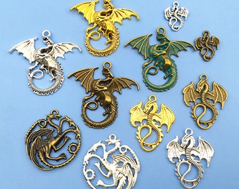 10/20/30pcs Mixed Antique Silver Antique Bronze Flying Dragons Charms Pendants Collection Jewelry Making Accessory For Necklace Bracelet M15