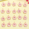 10/15/20pcs Enamel Cherry blossoms Charms Plated Gold flower pendant For DIY Earring necklace Bracelet jewelry Making craft Accessories