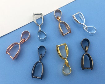 30PCS Pendant Pinch Bail Clasps Necklace Hooks Clips  Charm Pinch Bails Connector Accessories for DIY Bracelets Earrings Jewelry Making