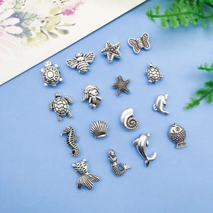 20pcs Antique Silver Tone Alloy Sea Shell Turtle Eyelet Spacer Beads, Beads For Bracelet Necklace Earrings DIY Making Accessory Beads
