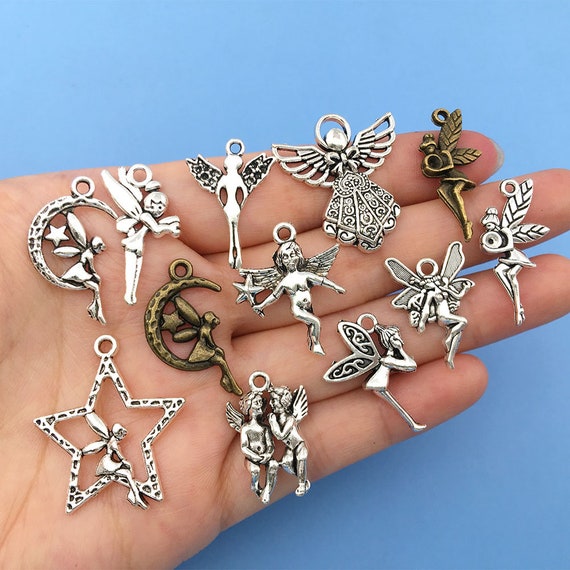 UNICRAFTALE 40 pz 2 Colori Pendenti Modello Angelo Ciondoli In Acciaio Inossidabile Ciondolo Angelo Taglio Laser per La Creazione di Gioielli Collana, Oro ciondoli per collaneHole 1.2 mm