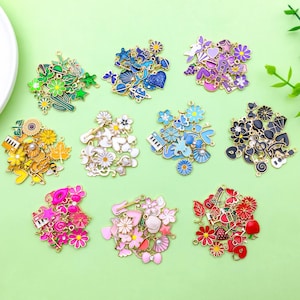 Mix 20/200pcs 10 Color Bulk Wholesale Assorted Multicolor Gold Enamel Charms for DIY Bracelets Necklace Handmade Jewelry Making Accessories