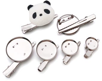 15/20/30pcs Brooch Blank Round Trays with Alligator Clip and Pin Metal Brooch Clasp Clip Pins Disc Base DIY Craft 20/25/30mm