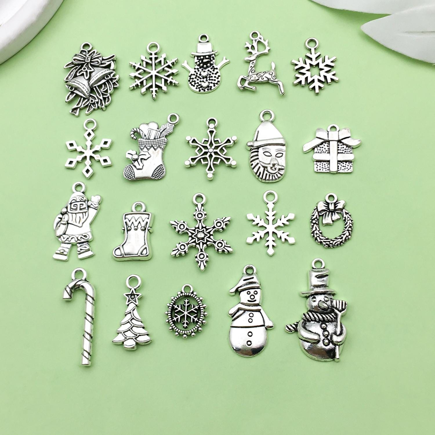 80 Pièces Charme Pendentifs De Flocon De Neige,Breloques Pour