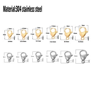 10pcs Stainless Steel Lobster Clasps for Bracelet Necklace Hooks Chain Closure Findings Accessories for Jewelry Making