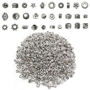 100pcs Antique Silver Tibetan Loose Beads Spacer Beads with Hole Metal Bead Caps Beads Spacers for Bracelets Necklace Jewellery DIY Craft