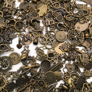 Random mix 20/30/50pcs  Antique Bronze Mix bulk Charms Pendant for DIY Necklace Bracelet Jewelry Making