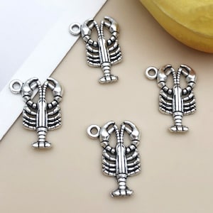 10/20/30pcs Antique Silver marine life lobster Charm Pendant For DIY Necklace bracelet Jewelry Making Craft Accessory