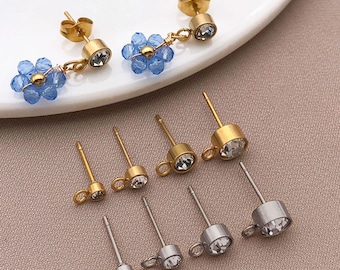 10 Stück Edelstahl Ohrring Posts, Bolzen hypoallergen Zirkonia mit Schleife Bolzen Ohrring Schmuck machen für DIY Frauen Männer