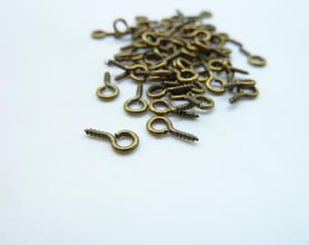 500 pcs 8x4mm Antique Bronze  Round Rings Finished Screw Eye Hook EyeHook Pins Eyepin clasps