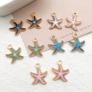 Mix 10/20pcs bulk Enamel starfish DIY Charms gold plated Pendant for DIY Bracelet Earrings Necklaces jewelry Making Accessories