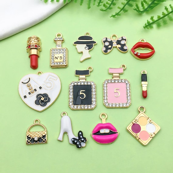 5/10/13pcs Enamel Woman Bag Lipstick Shoes DIY Charms gold plated Pendant for DIY Bracelet Earrings Necklaces jewelry Making Accessories