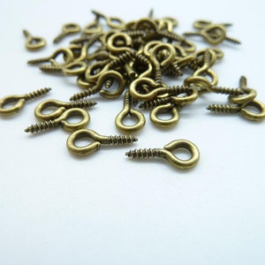 300 pcs 10x5mm Antique Bronze  Round Rings Finished Screw Eye Hook EyeHook Pins Eyepin clasps
