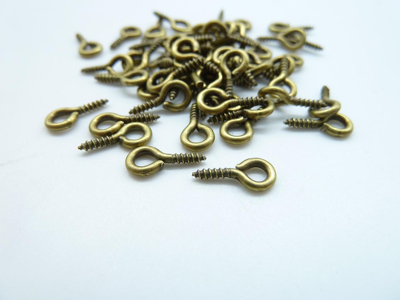 300 pcs 10x5mm Antique Bronze  Round Rings Finished Screw Eye Hook EyeHook Pins Eyepin clasps