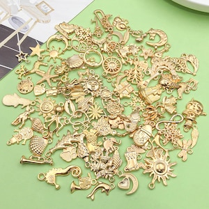 Mix 100PCS Bulk Wholesale Lot Assorted Style KC Gold charms Pendant for DIY Bracelet Necklace Handmade Jewelry Making Accessories image 2