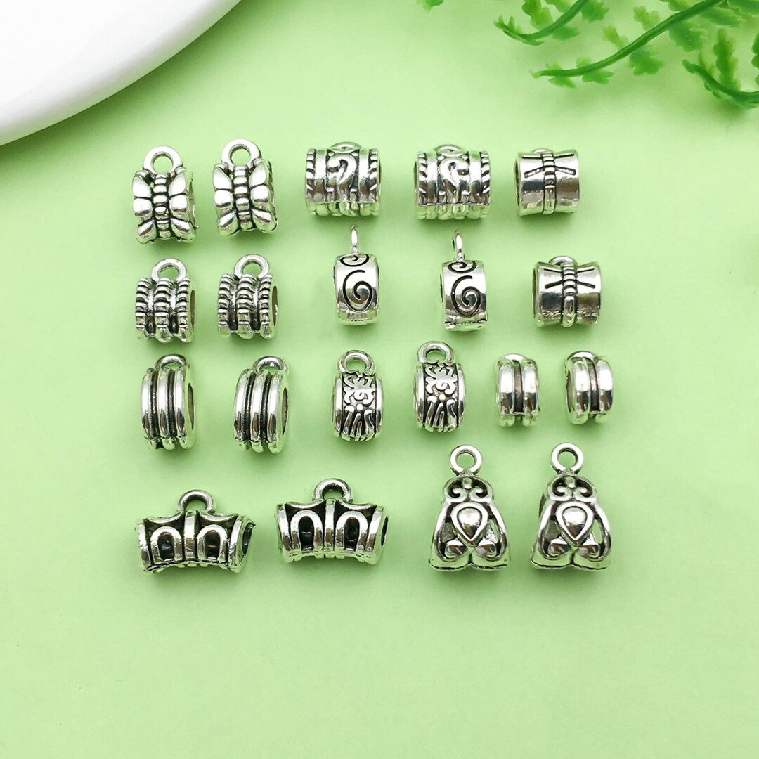 KISSITTY 100pcs Tibetan Antique Silver Leaf Spacer Beads - 7mm Alloy Charms For Jewelry Making