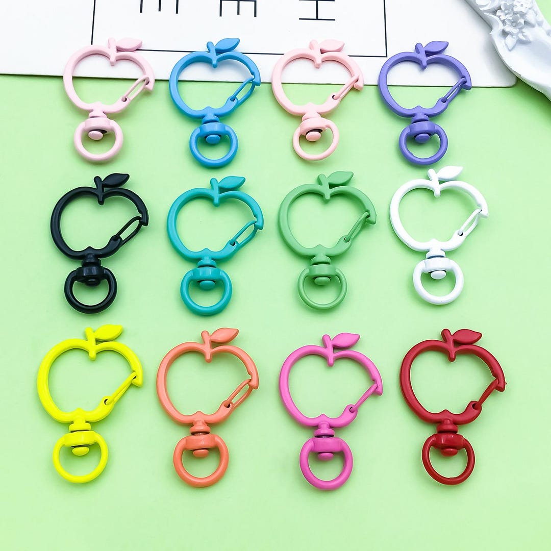 10/20pcs Colorful Apple-shaped Keychain Lobster Clasp Key Hook