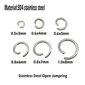 Größe 3 4 5 6 7 8 mm Edelstahl JumpRings Silber Ton Offene Jump Ringe Verbinder für Verschluss Armband Halskette Erkenntnisse