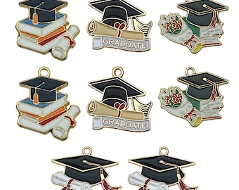 10 st. examensemalj doktorshatt legeringsberlocker för örhängen nyckelringar gör-det-själv smyckestillverkning tillbehör 20 x 30 mm
