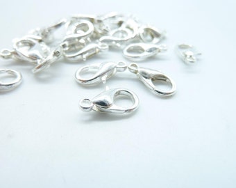 100 cierres de aleación bañados en plata de 6 x 12 mm C9284