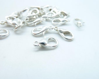 100pcs 6x12mm Fermoirs en alliage plaqué argent C9284