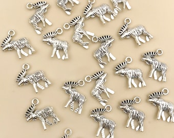 10/15/20pcs Antique Silver Elk Charm Pendant For DIY Necklace bracelet Jewelry Making Craft Accessory