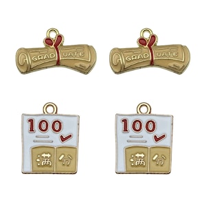 10 Uds. De dijes de aleación de diploma esmaltado de graduación para pendientes, llavero, accesorios para hacer joyas Diy