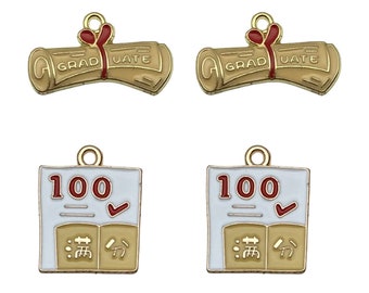 10pcs Graduation Enamel Diploma Alloy Charms For Earring Keychain Diy Jewelry Making Accessories Findings