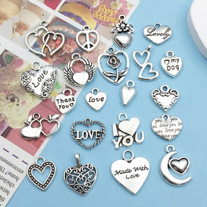 Mix20pcs bulk Antique Silver Heart Charms insect pendant for DIY Bracelets Earrings Necklaces jewelry making Handmade Accessory