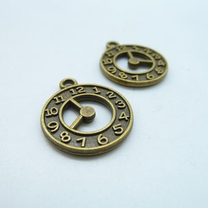 15pcs 18x20mm Antique Bronze Thick Double side  Clock Charm Pendant c3396