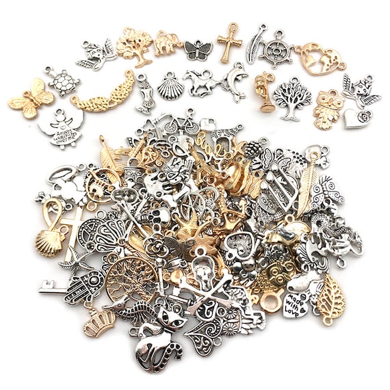 MIX 150PCS Silver Charms Jewelry Making Red Winewinecharms Pendant