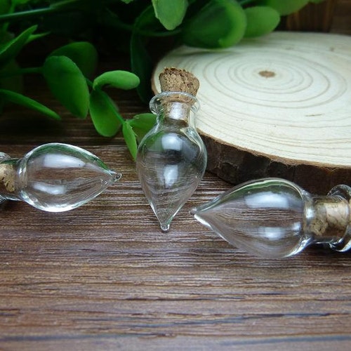 5pcs 13x27mm Handmade Drop Shaped Clear Glass Bottles Clear Etsy