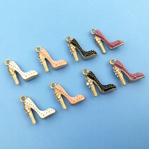 10 STÜCKE Damen Serie High Heel Charme Emaille Vergoldet High Heels mit Strass Charms Anhänger für DIY Halskette Armband Schmuckherstellung